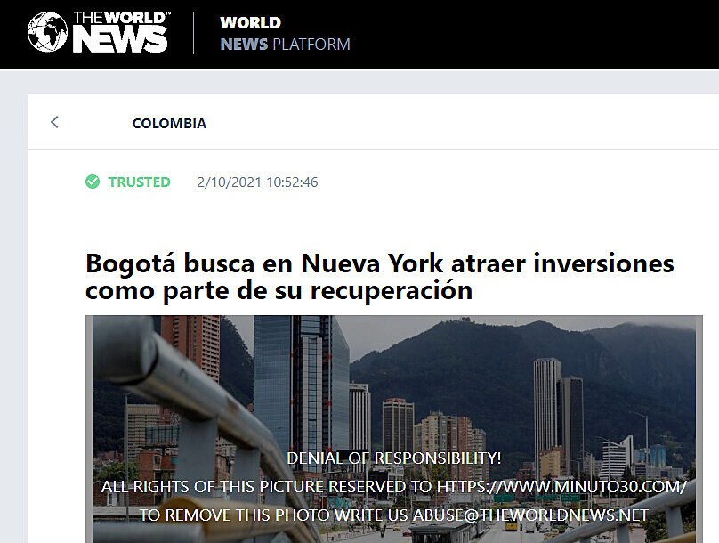 Bogot busca en Nueva York atraer inversiones como parte de su recuperacin